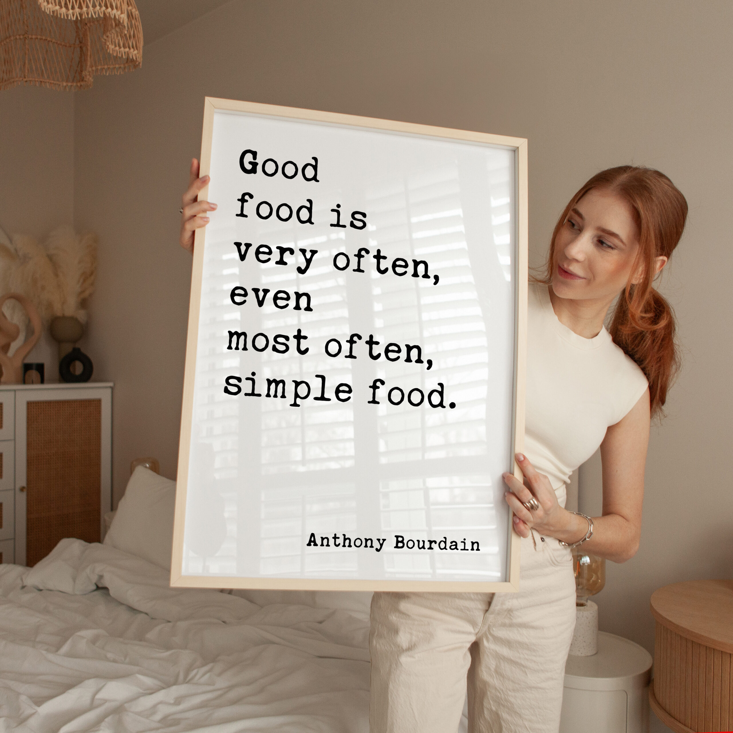 Good food is very often, even most often, simple food. Anthony Bourdain Quote Typography Art Print - Image 3