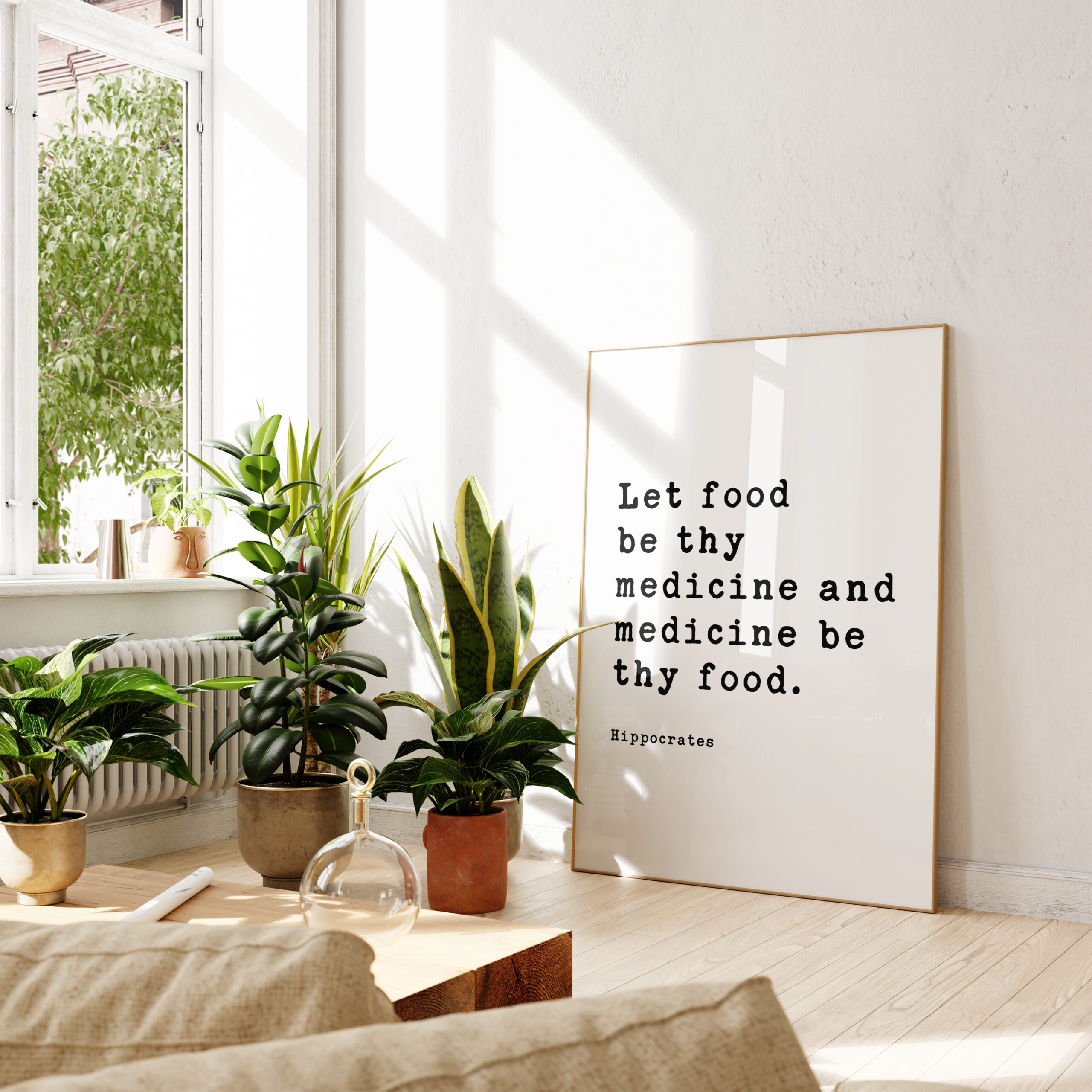 Let food be thy medicine and medicine be thy food. Hippocrates Quote Typography Art Print - Image 3