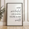 How Wonderful Life Is Now You’re In The World Typography Art Print How Wonderful Life Is Now You’re In The World Typography Art Print