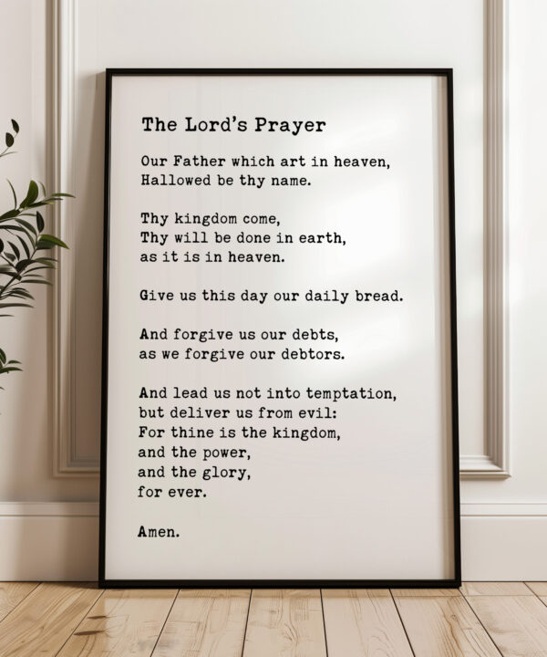 The Lord's Prayer Typography Art Print - Our Father, Who Art In Heaven, Hallowed Be Thy Name - Matthew 6: 9-13