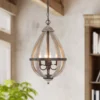 Freddi 4 - Light 13" Wide Farmhouse Chandelier Foyer Chandelier with Wood Accents