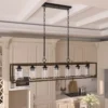 Elutheria 7 - Light Kitchen Steel Dimmable Island Square / Rectangle Chandelier Elutheria 7 - Light Kitchen Steel Dimmable Island Square / Rectangle Chandelier