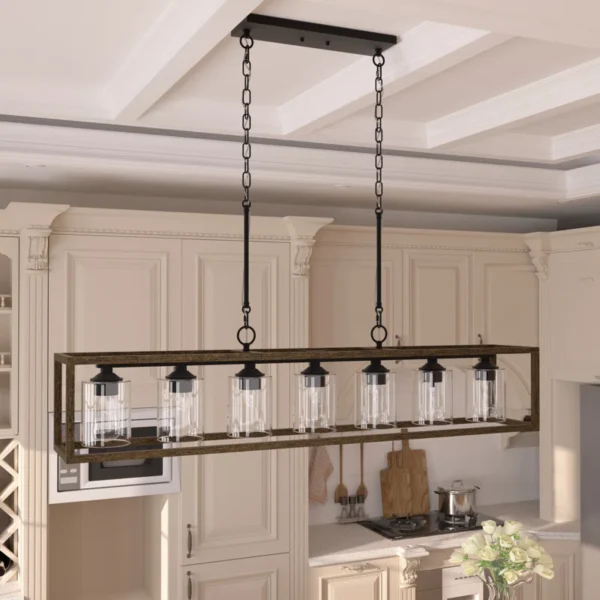 Elutheria 7 - Light Kitchen Steel Dimmable Island Square / Rectangle Chandelier
