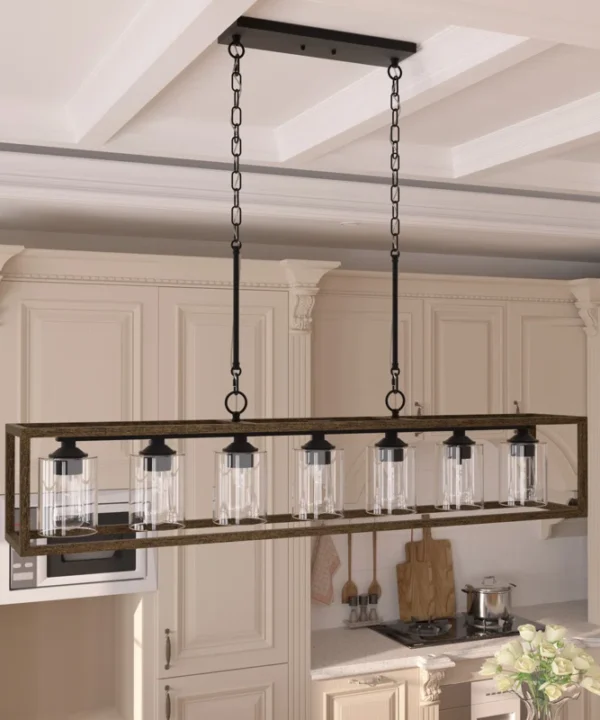 Elutheria 7 - Light Kitchen Steel Dimmable Island Square / Rectangle Chandelier