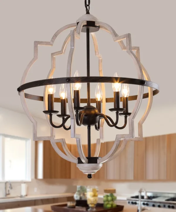 Mcgaughey 6 - Light Farmhouse Candle Style Geometric Orb Chandelier for Dining Room,Kitchen Island