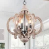 Ambrose 6-Light Dimmable Distressed Wood Chandelier Farmhouse Geometric Chandelier