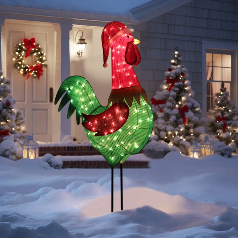 Gutierrez 6FT Lighted Rooster Outdoor Christmas Decoration
