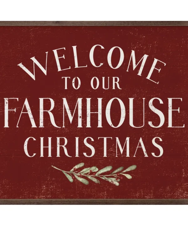 Welcome To Our Farmhouse Christmas Greenery Red