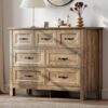 LINSY HOME 7 Drawers Dresser for Bedroom, Wood Bedroom Dresser Farmhouse Drawer Chest