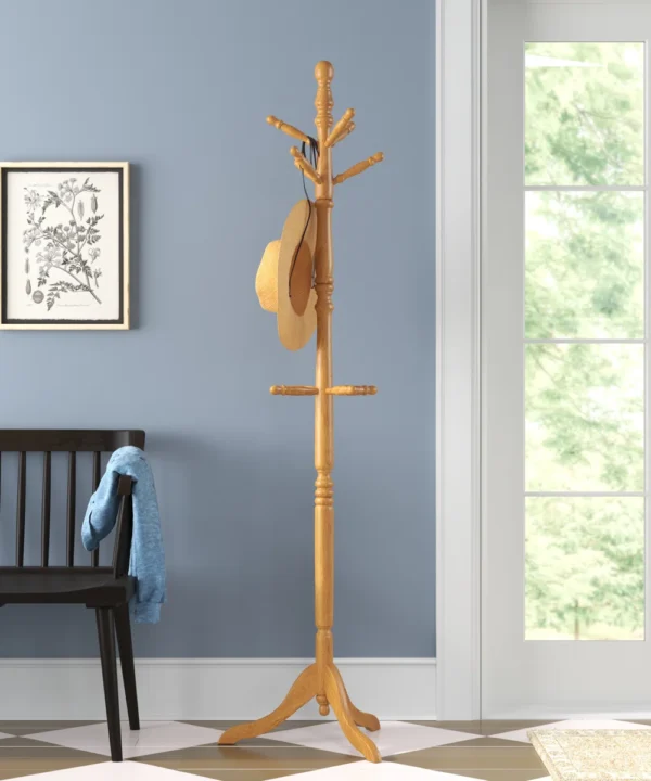 Gaston 10 - Hook Freestanding Solid Wood Farmhouse Coat Rack