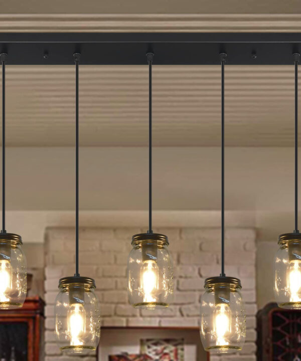 Camelot 5 - Light Matte Black Kitchen Island Pendant