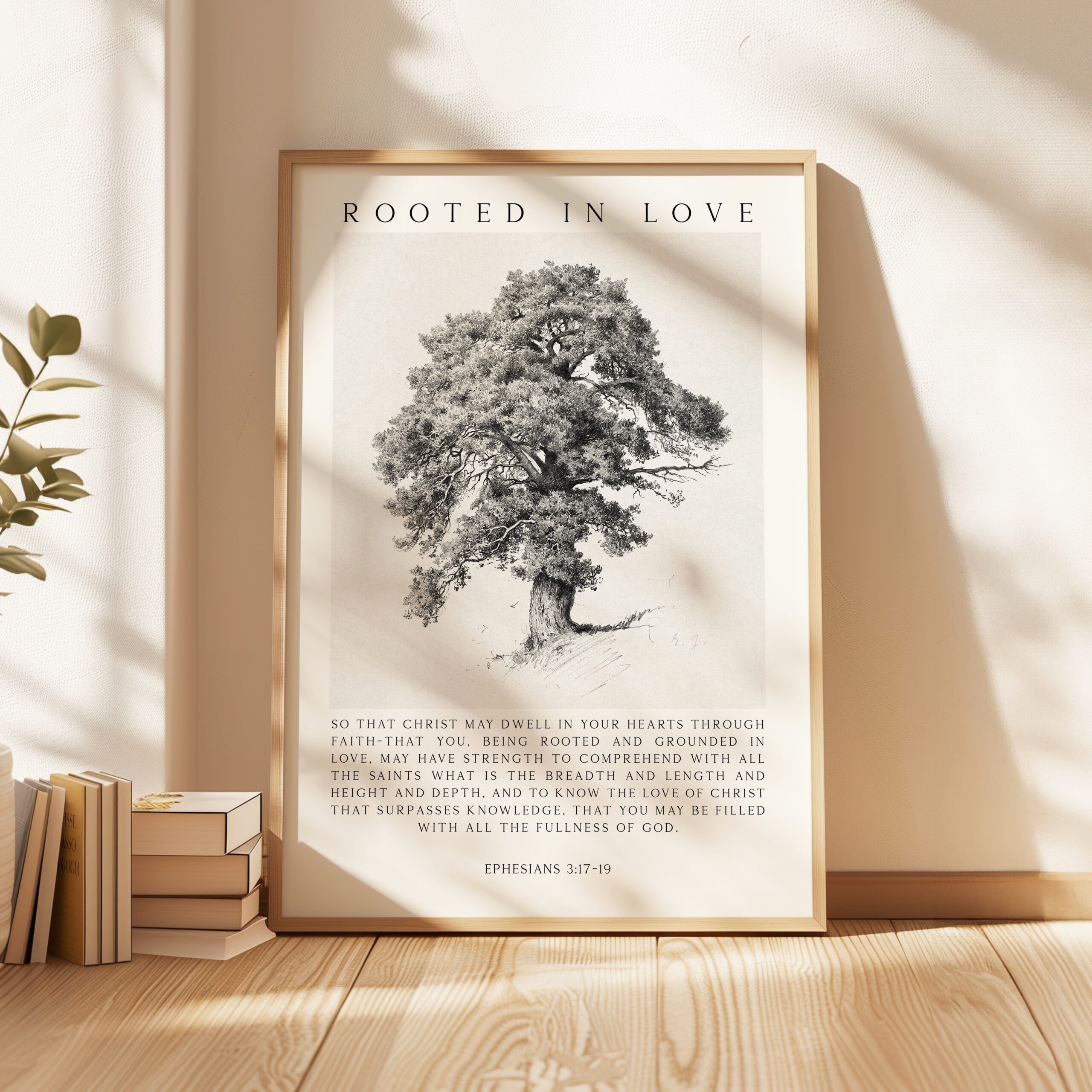 Rooted in Love Scripture Print – Ephesians 3:17-19 Christian Wall Art with Tree Illustration - Image 11