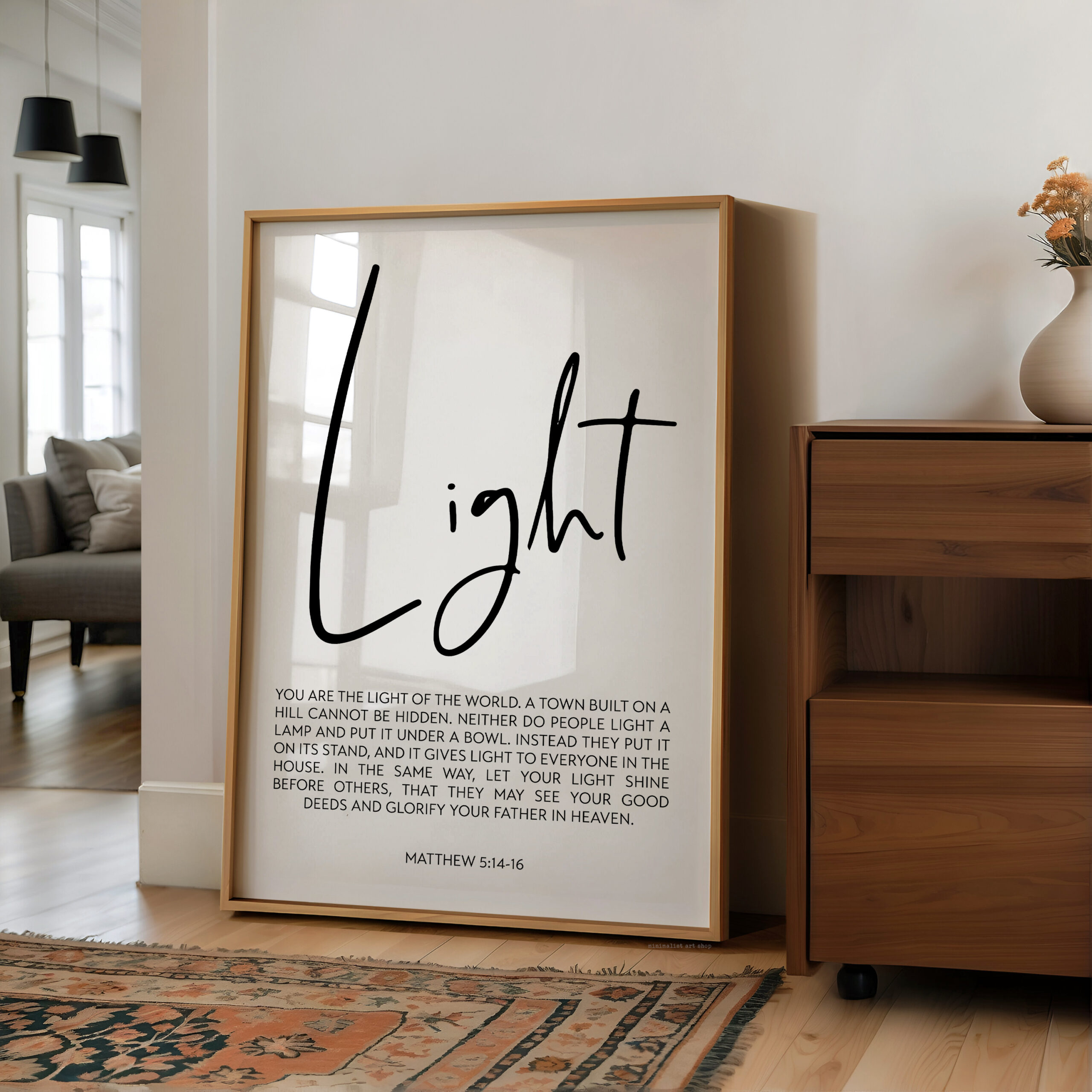 Matthew 5:14-16 You are the light of the world. Typography Art Print