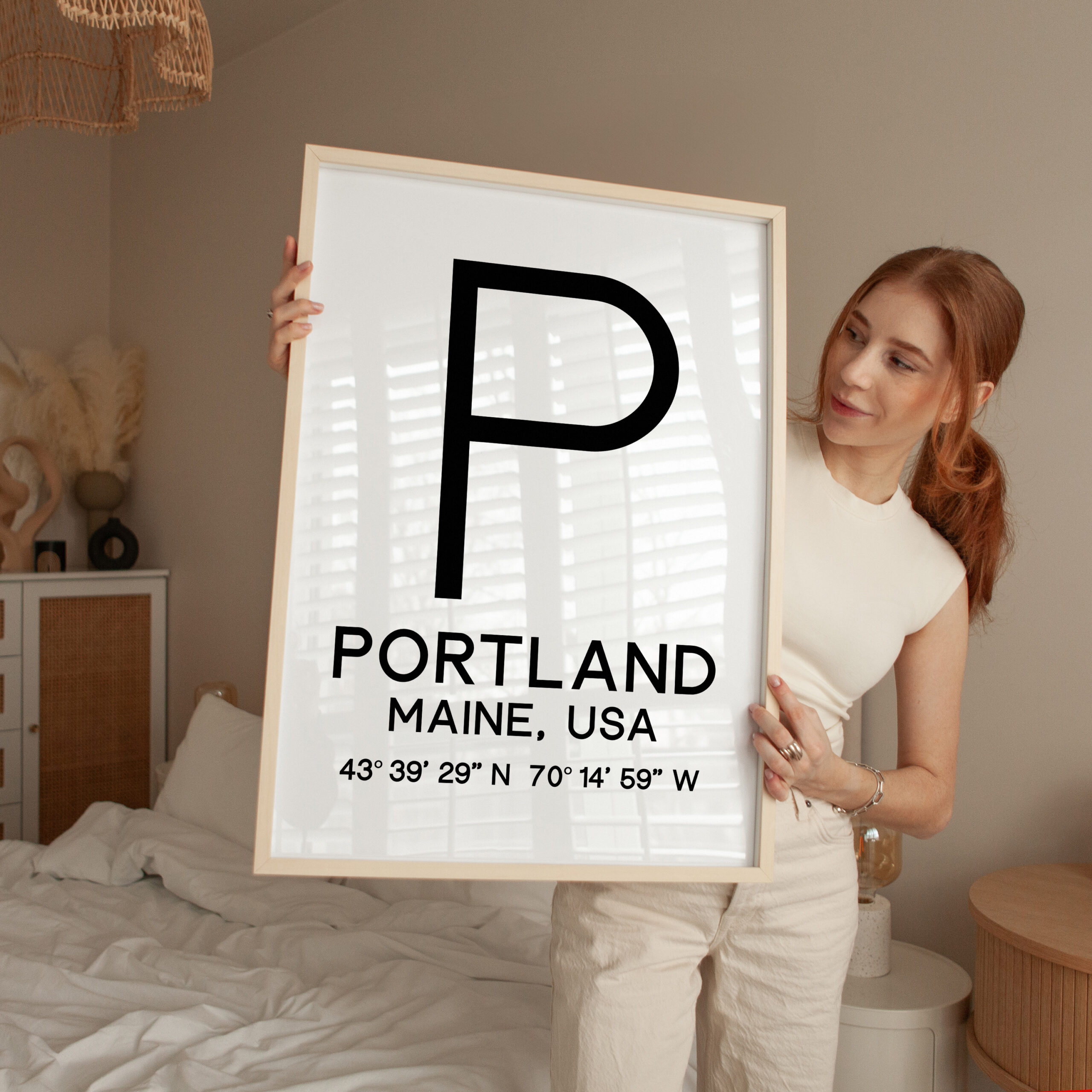 Portland, Maine with GPS Coordinates Typography Art Print • Minimalist Wall Art - Image 3
