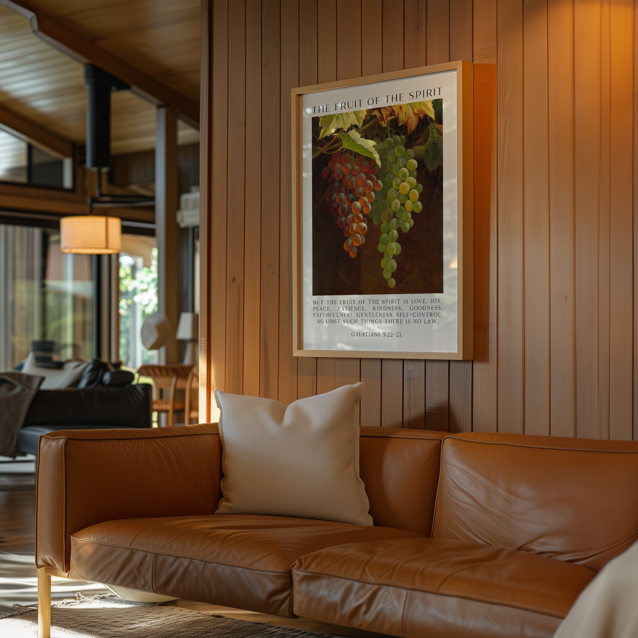 Fruit of the Spirit Bible Verse Wall Art – Galatians 5:22–23 – Christian Typography Print with Grapes Painting - Image 7