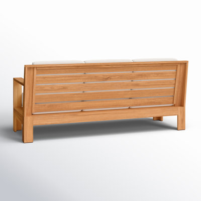 Bogota 78.75" Wide Outdoor Teak Patio Sofa with Sunbrella Cushions