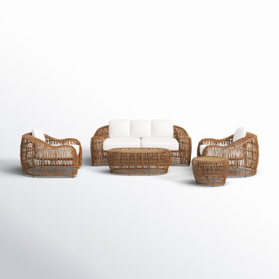 Alyshia 5 Piece Sofa Seating Group with Sunbrella Cushions
