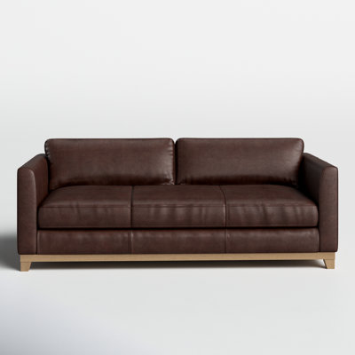 Jacobs 84.6'' Genuine Leather Round Arms Sofa