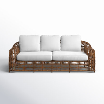 Alyshia 80.5" Wide Outdoor Wicker Patio Sofa with Sunbrella Cushions