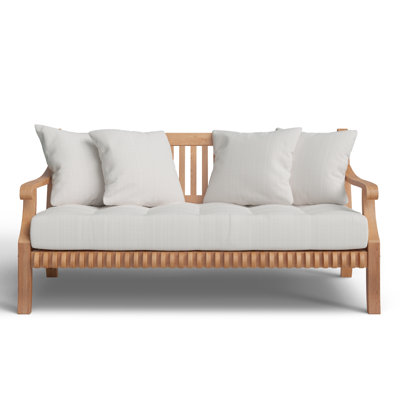 Jo 67.75" Wide Outdoor Teak Patio Sofa with Cushions