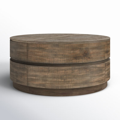 Leanora Premium Materials Lift Top Drum Coffee Table with Storage
