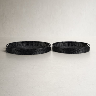 Riven 2 Piece Ottoman/Coffee Table Tray with Handle