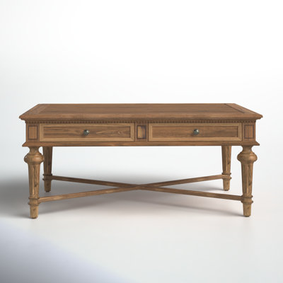 Veronica Solid Wood Cross Legs Coffee Table with Storage