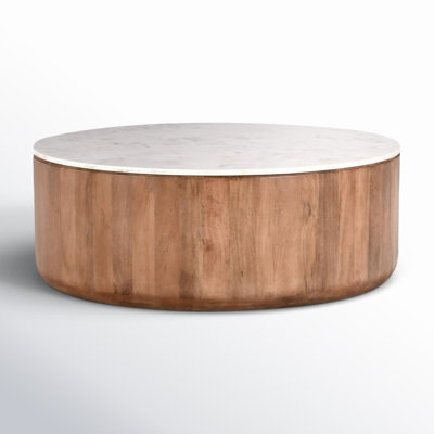 Cornelius Wood and Marble Round Coffee Table
