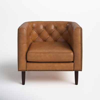 Woodford Genuine Leather Chesterfield Accent Chair
