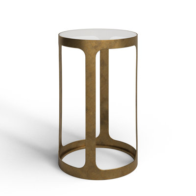 Chowdury 24.75" Tall Metal Accent Table with Glass Top