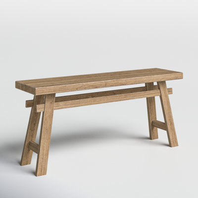 Milani Brown Wood Handmade Distressed Bench with High Trestle Legs 47" x 12" x 21"