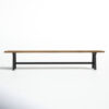 Morones Rectangular Outdoor Bench in Solid Reclaimed Teak with Picnic Style Black Aluminum Legs